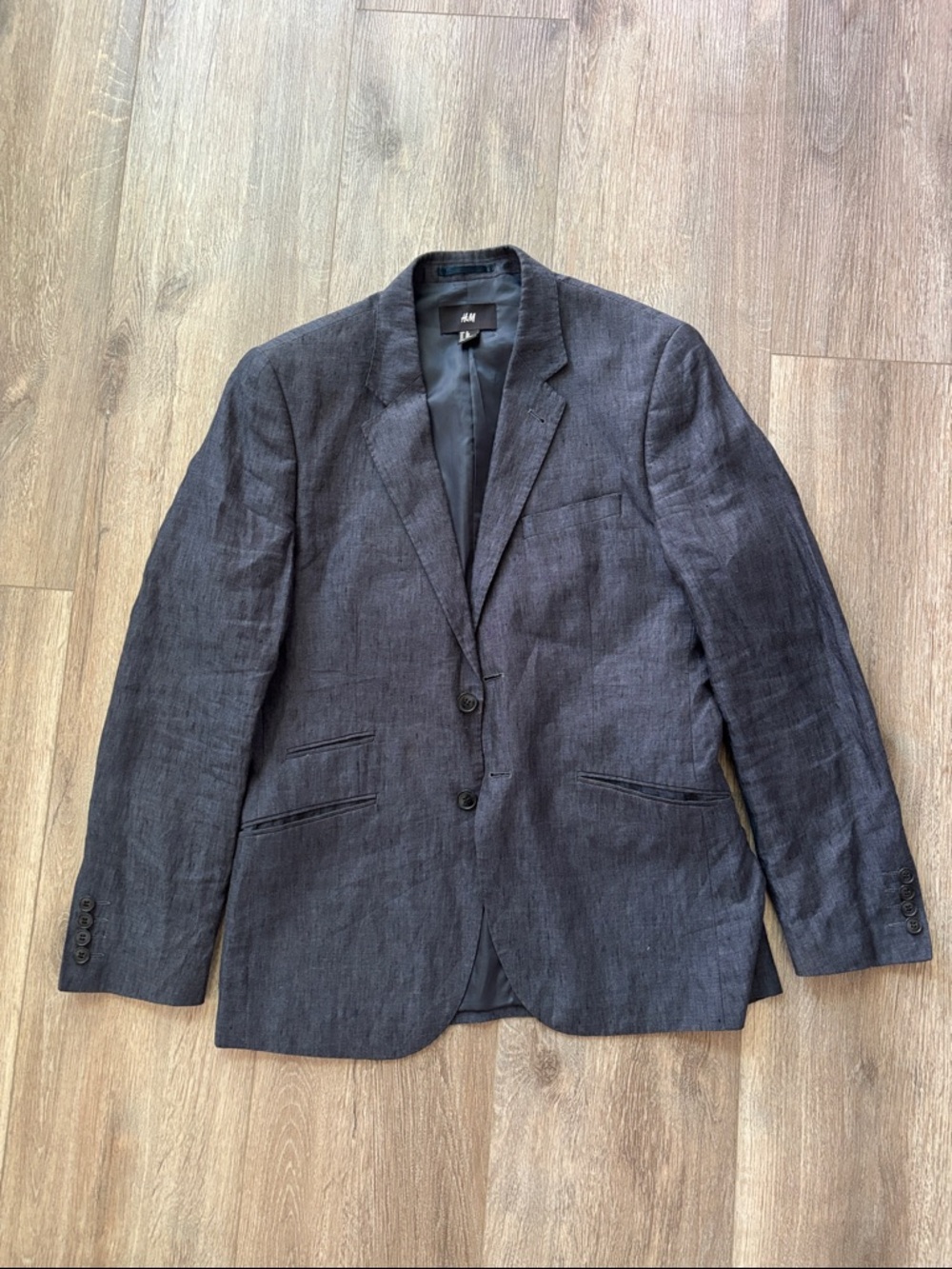 H&M Men's Charcoal Linen-Blend Two-Button Blazer & pants (suit)